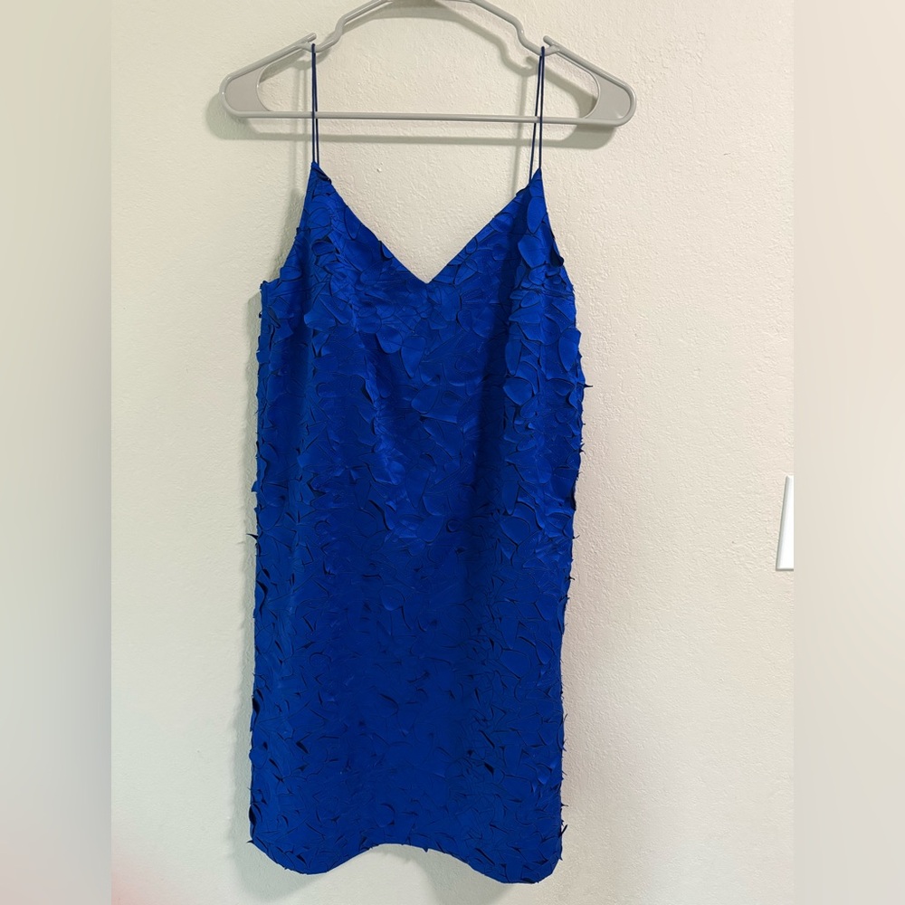 COS Cobalt Blue Appliqué Slip Dress Spaghetti Strap Size M